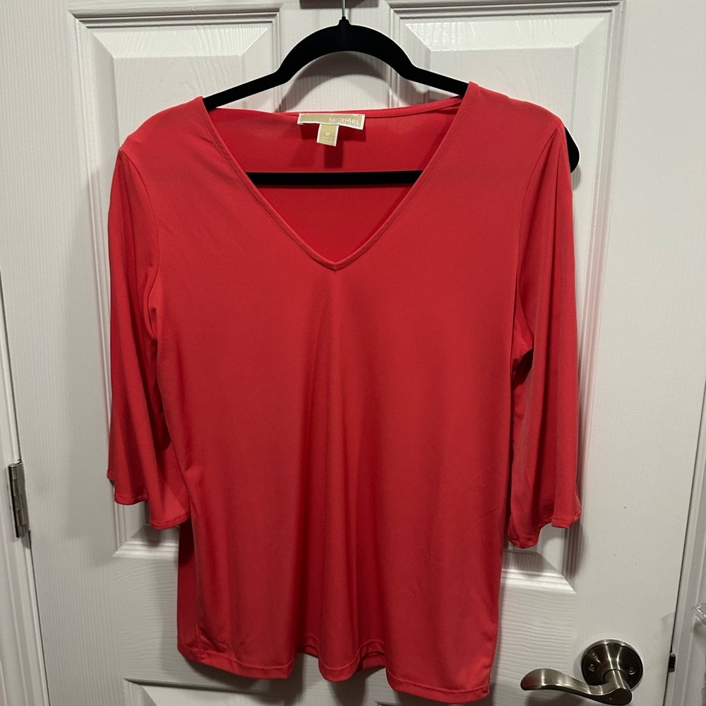 Michael Kors Coral V-Neck Blouse